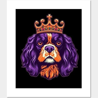 Cavalier King Charles Spaniel Dog wearing a crown Posters and Art